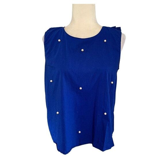 zara womens royal blue pearl tank top medium - Picture 1 of 6